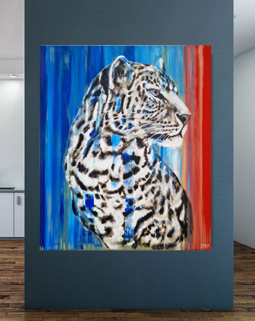 Gemälde Leopard #5 im Raum, von Künstlerin Stefanie Rogge