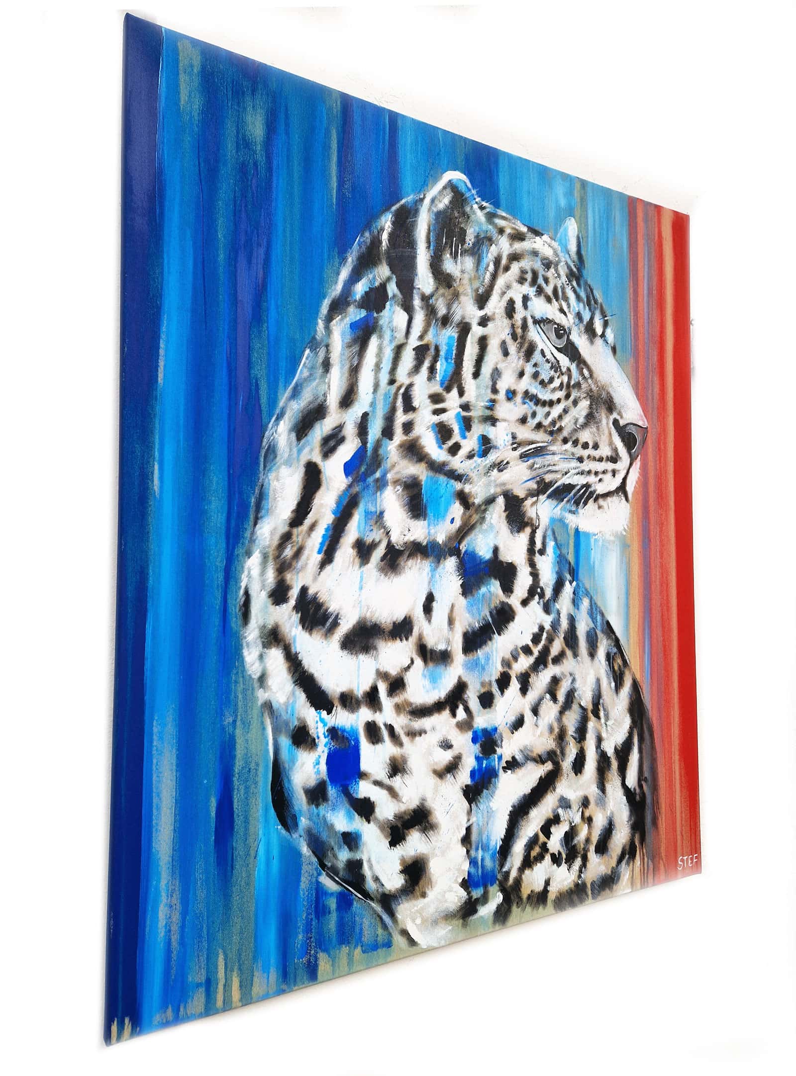 Gemälde Leopard #5 aus der Werkserie "Auf der Roten Liste" von Künstlerin Stefanie Rogge