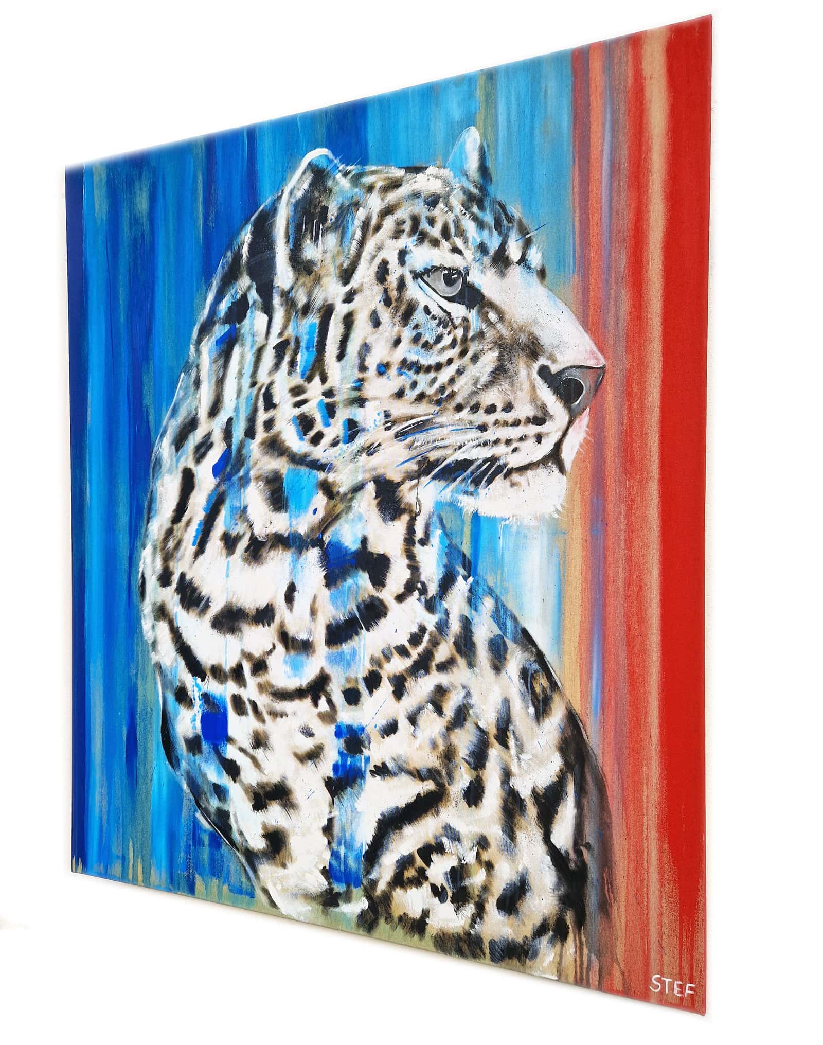 Gemälde Leopard #5 aus der Werkserie "Auf der Roten Liste" von Künstlerin Stefanie Rogge