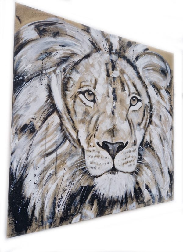 Löwe #25 |  Löwe Gemälde Schwarz Weiß