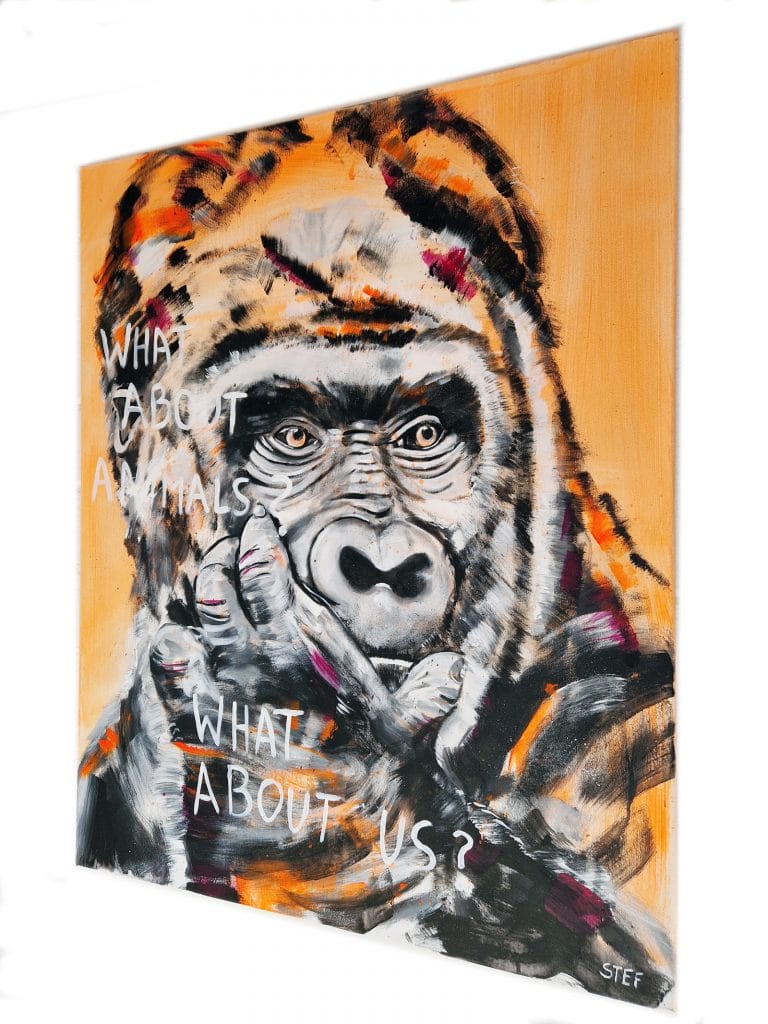 Gemälde Gorilla #4 , expressiv, Klimakrise