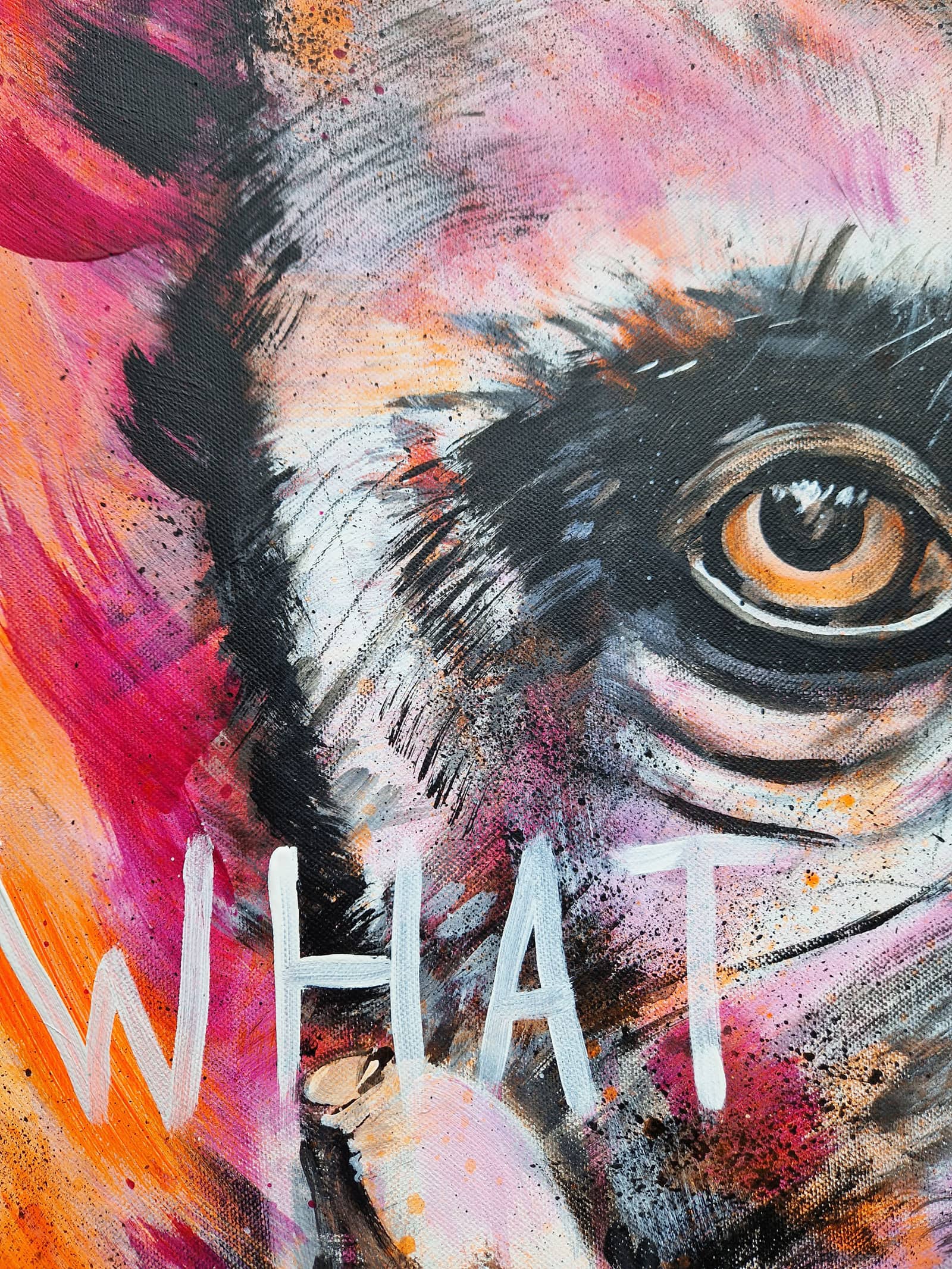 Detail: Orang Utan Gemälde, moderne Tiermalerei, Klimakrise Kunst