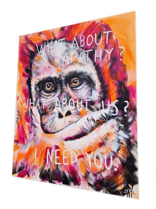Orang Utan Gemälde, moderne Tiermalerei, Klimakrise Kunst