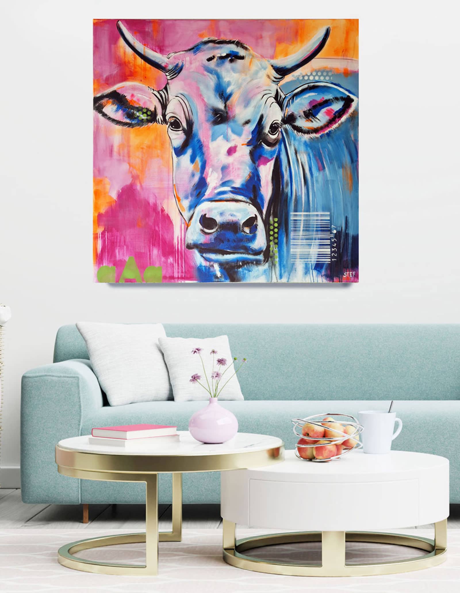 Kuh Bild auf Leinwand limitierter Kunstdruck
